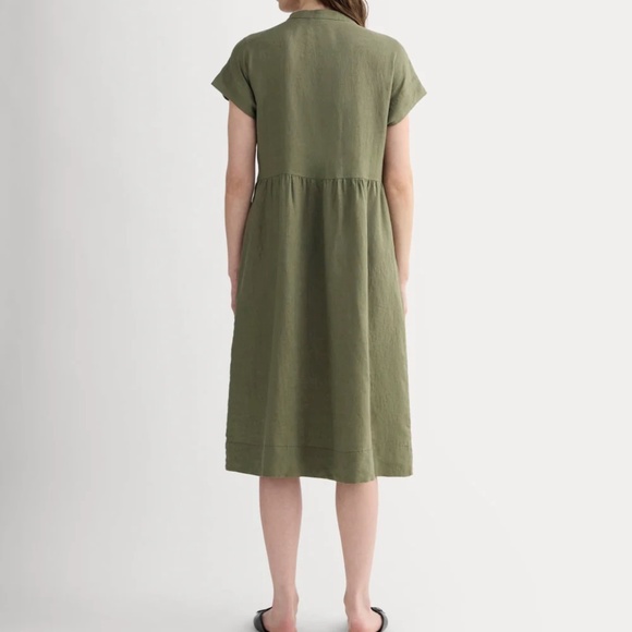 NWT Everlane The Craft Dress in Linen Women’s Large Olive Midi Relaxed Fit - Picture 2 of 10